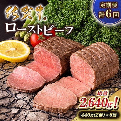 【発送月固定定期便】佐賀牛ローストビーフ計440g(2個入)×6回　計2,640g(大町町)全6回