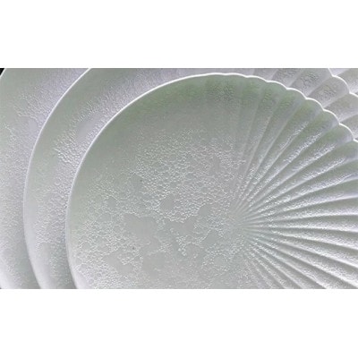【有田焼】白泡化粧ハーフ菊割皿(19cm2枚)(大町町)