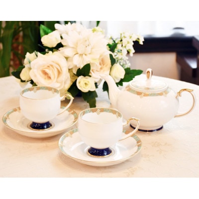 【香蘭社】渕葡萄地紋・ポット付ペア碗皿(1572-2HCM・KP)(大町町)