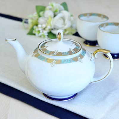 【香蘭社】渕葡萄地紋・ポット付ペア碗皿(1572-2HCM・KP)(大町町)