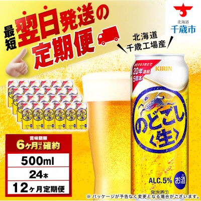 【定期便12ヶ月】キリンのどごし＜生＞ ＜北海道千歳工場産＞500ml(24本)