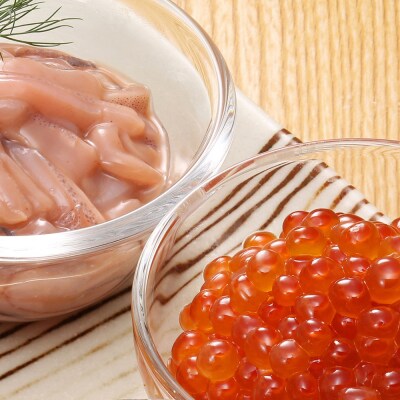 〈佐藤水産〉潮合セット3.鮭ルイベ・いくら・いか塩辛・えび塩辛