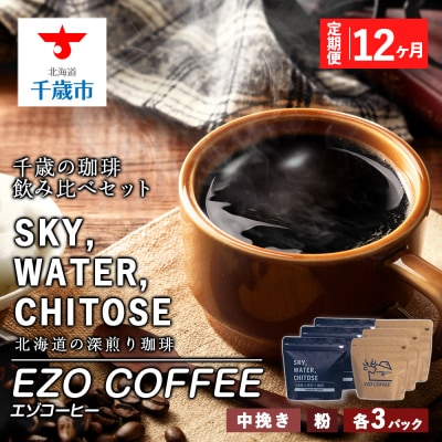 【定期便 12カ月】千歳の珈琲 飲み比べセット 合計600g