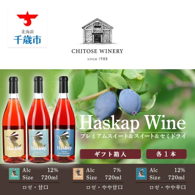 千歳ワイナリー ハスカップのワイン3種720ml×各1本＜ギフト箱入＞