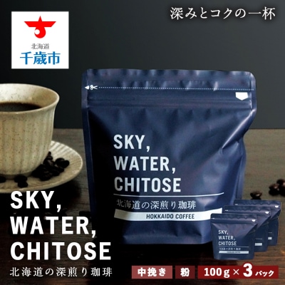 SKY,WATER,CHITOSE 北海道の深煎り珈琲(100g)×3パック