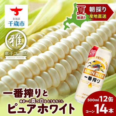 2025年夏発送 キリン一番搾り 500ml 12缶&白いとうもろこしピュアホワイト14本