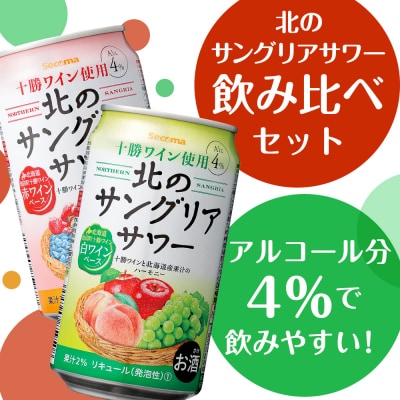 北のサングリアサワー赤 白 飲み比べ セット 計2箱 (1箱 350ml 24本) 酒 セコマ