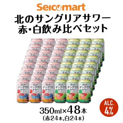 北のサングリアサワー赤 白 飲み比べ セット 計2箱 (1箱 350ml 24本) 酒 セコマ