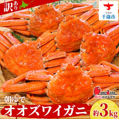 北海道産【 朝ゆで 】訳ありオオズワイガニ 3.0kg詰 道産品 ズワイガニ ずわい蟹 不揃い