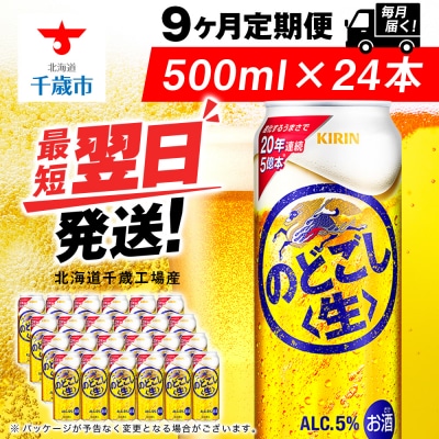 【定期便9ヶ月】キリンのどごし＜生＞ 500ml(24本)＜北海道千歳工場産＞