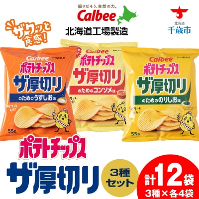 ポテトチップスザ厚切りのための 3種セット うすしお・コンソメ・のり塩 各4袋 合計12袋 1箱