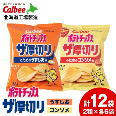 ポテトチップス ザ厚切りのための 2種セット うすしお6袋 コンソメ6袋 合計12袋 1箱