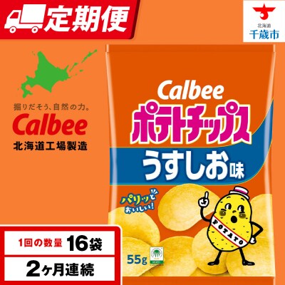 【定期便2カ月】カルビーポテトチップス＜うすしお＞16袋入×1箱