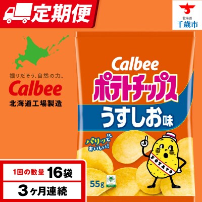 【定期便3カ月】カルビーポテトチップス＜うすしお＞16袋入×1箱