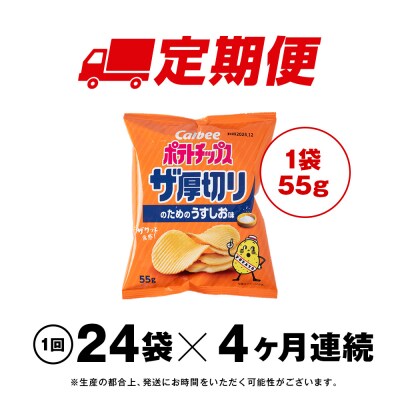 【定期便4カ月】ザ厚切りのための うすしお味 24袋 2箱 カルビー ポテトチップス 
