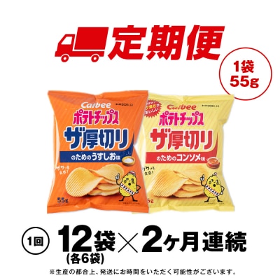 【定期便2カ月】ザ厚切りのための 2種セット うすしお・コンソメ 各6袋 カルビー ポテトチップス 