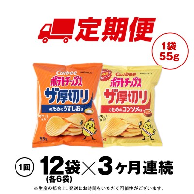 【定期便3カ月】ザ厚切りのための 2種セット うすしお・コンソメ 各6袋 カルビー ポテトチップス 