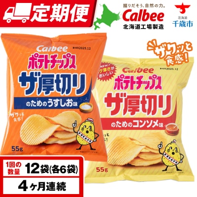 【定期便4カ月】ザ厚切りのための 2種セット うすしお・コンソメ 各6袋 カルビー ポテトチップス 