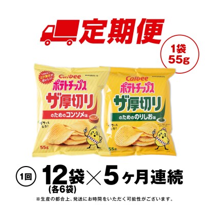 【定期便5カ月】ザ厚切りのための 2種セット コンソメ・のりしお 各6袋 カルビー ポテトチップス 