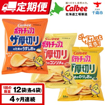 【定期便4カ月】ザ厚切りのための 3種セット うすしお・コンソメ・のりしお 各4袋