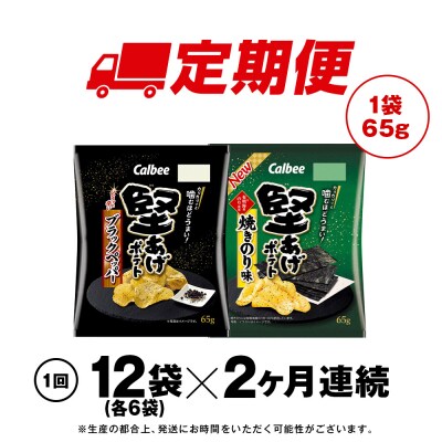【定期便2カ月】堅あげポテト 2種セットA ＜ブラックペッパー・焼きのり＞ 各6袋