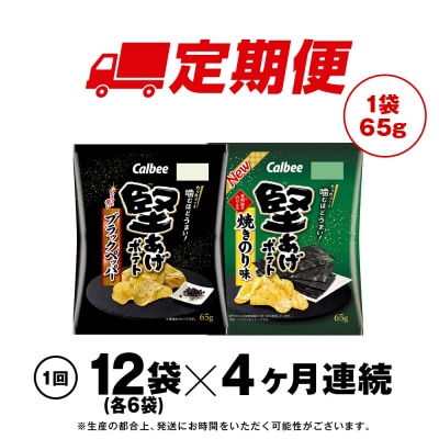 【定期便4カ月】堅あげポテト 2種セットA ＜ブラックペッパー・焼きのり＞ 各6袋