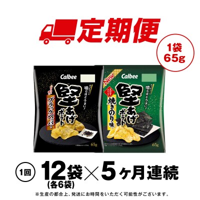 【定期便5カ月】堅あげポテト 2種セットA ＜ブラックペッパー・焼きのり＞ 各6袋