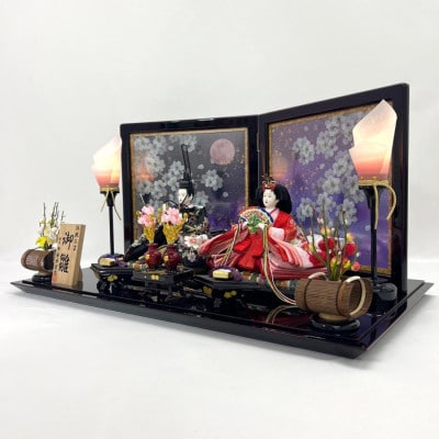 雛人形 平飾り 親王飾り KASANE ～かさね～ 夜桜 平安水宝 間口65cm