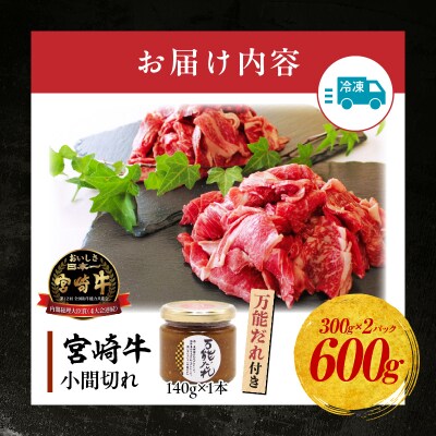 宮崎牛 小間切れ600g 万能だれ付き