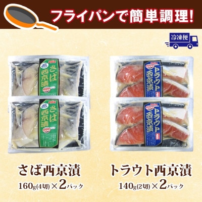 ニッスイ 西京漬 2種セット(さば 4切・トラウトサーモン 2切) 各2パック