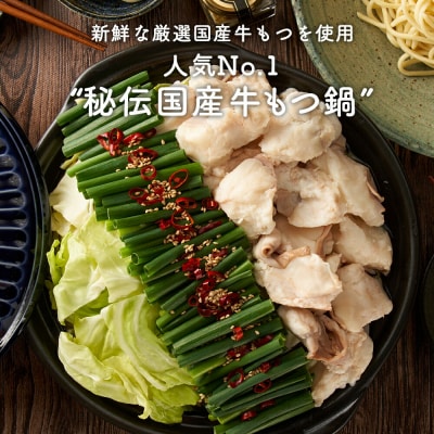 【TAKUNABE】秘伝国産牛もつ鍋-醤油味-特製〆ちゃんぽん麺セット 2～3人前No.2187