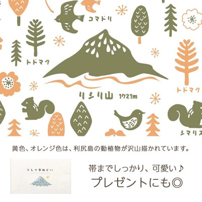☆利尻山デザイン☆手ぬぐい(グレー・グリーン・オレンジ)合計3枚