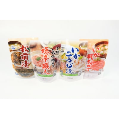 小野万 塩辛・珍味 スタンドパック 詰め合わせ 4品セット 小野万 20564630
