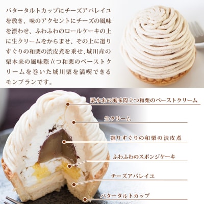 <城川オリジナルモンブラン(2個入)>　スイーツ　ケーキ　マロン　和栗　国産　愛媛