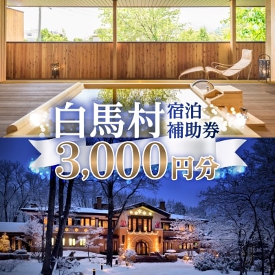 白馬村　宿泊補助券3,000円分