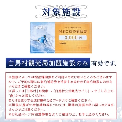 白馬村　宿泊補助券3,000円分