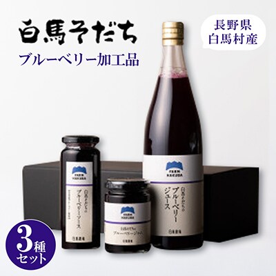 『白馬そだち』長野県白馬村産　ブルーベリー加工品3種各1本セット
