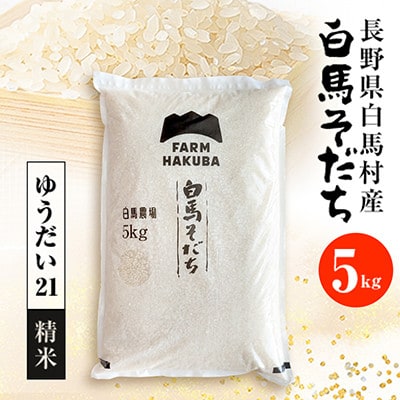 【毎月定期便】『白馬そだち』長野県白馬村産　お米　ゆうだい21　5kg(精米)全2回