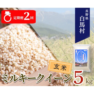 【発送月固定定期便】【令和6年産・新米先行予約】白馬産ミルキークイーン【玄米】5kg全2回