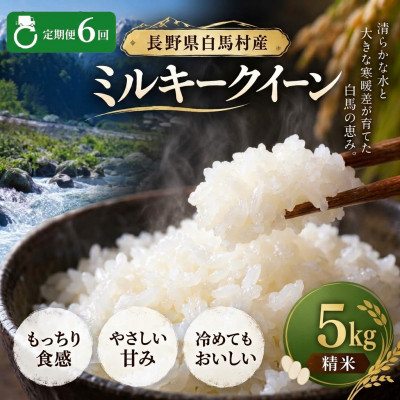 【毎月定期便】長野県白馬村産ミルキークイーン 精米 5kg全6回