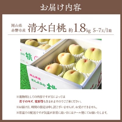 桃 清水 白桃 約1.8kg  5～7玉 進物用 もも 2025年[NO5765-0687]
