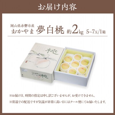 桃 おかやま 夢 白桃 約2kg 5～7玉 贈答用 もも 2025年[NO5765-0689]