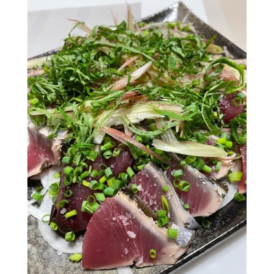 藁焼き鰹のたたき(1節 500g～600g)タレ・塩付 3点セット 冷蔵 大サイズ【R00835】