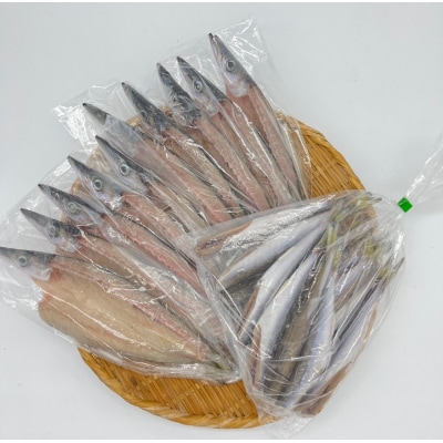 無添加 カマスの干物2種セット(開き2袋合計10～12枚入り&丸干し7～10本程度)【R00825】