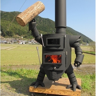 ロボット型薪ストーブ(ミニ) 防災 暖炉 オブジェ ピザオーブン【R00757】