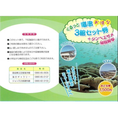 水族館・資料館・展示館　ぐるっと竜串　おすすめ3館入場券セット(大人1名用)【R00107】
