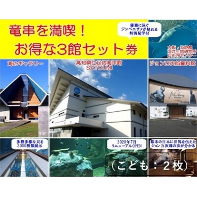 水族館・資料館・展示館 ぐるっと竜串 お得な3館入場券セット(子供2名用)【R00115】