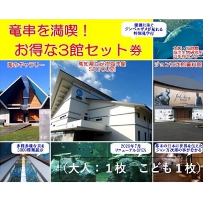 水族館・資料館・展示館　ぐるっと竜串 お得な3館入場券セット(大人1名と子供1名)【R00203】