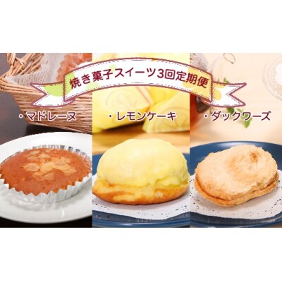 焼き菓子スイーツ3回定期便(マドレーヌ・レモンケーキ・ダックワーズ) 洋菓子【J00004】