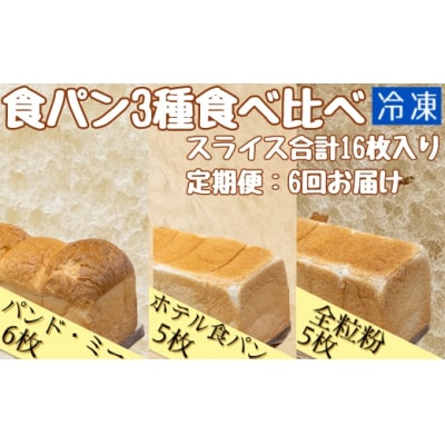 6回定期便:食パン3種食べ比べセット(計16枚)冷凍トースト 朝食 スイーツ【J00013】
